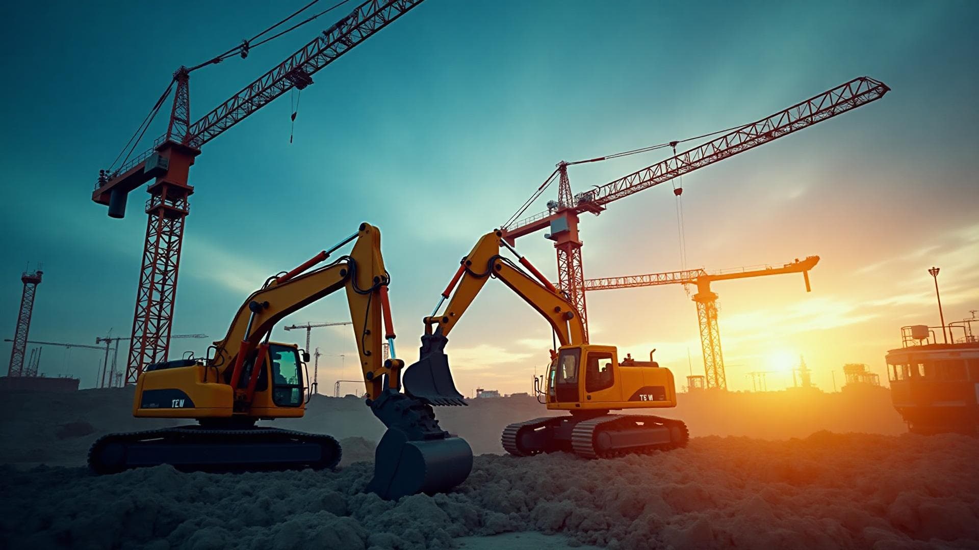 Construction site with heavy machinery